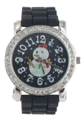 Snowman Jelly Watch with Crystal Surround #10268-BLACKSNOWMAN