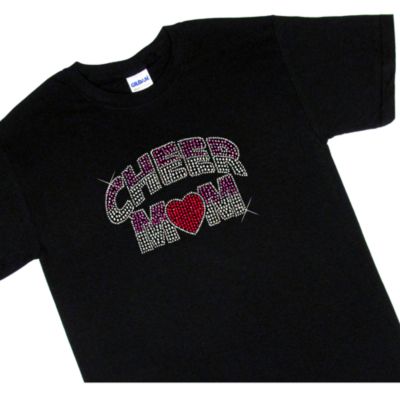 Dazzling "Cheer Mom" Short Sleeve Relaxed Fit T-Shirt 7.5" X 4.5" Design 13892 * Choose Your Shirt Color