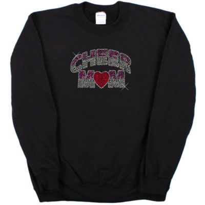 Dazzling "Cheer Mom" Heavy-weight Crew Sweatshirt 7.5" X 4.5" Design 13892 * Choose Your Shirt Color