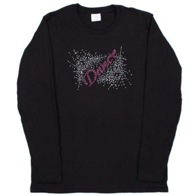 Dazzling "Dance" Ladies Long Sleeve Relaxed T-Shirt 8.5" X 5.5" Design 13893 * Choose Your Shirt Color