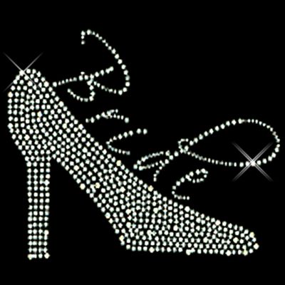 Sparkling "Bride and High Heel" 7.25" X 5.5" Rhinestone Applique Iron-On