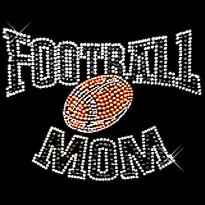 Sparkling "Football Mom" 9" X 6.5" Rhinestone Applique Iron-On