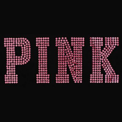 Dazzling "PINK" 10" x 4" Rhinestone Applique Iron-On #14004