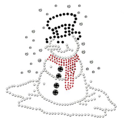 Sparkling "Snowman" 5" X 5" Rhinestone Applique Iron-On