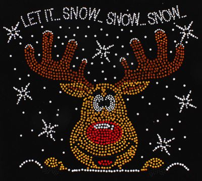Dazzling "Ho Ho Ho" 8.5" X 2" Rhinestone Applique Iron-On