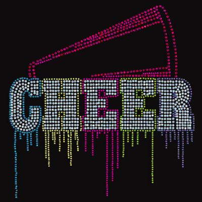 Glittering "Liquid Cheer" 9.25" X 9.5" Rhinestone Applique Iron-On #14968