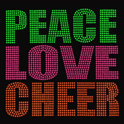 Neon "Peace Love Cheer" 8" X 7.75" Rhinestud Applique Iron-On #15252