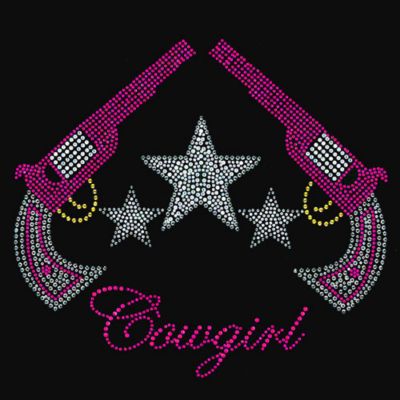 Glittering "Cowgirl"  9.75" X 9.75" Rhinestone Applique Iron-On #15253