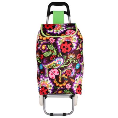 Ladybug Garden Heavy-Duty Rolling Shopper Tote with Hot Pink #20001LAB-LIME