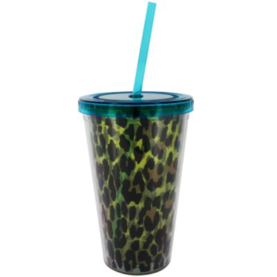 Green Leopard 17 oz. Double Wall Tumbler with Straw #2AC0095