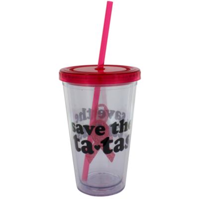 Save the Ta-Tas 17 oz. Double Wall Tumbler with Straw #2AC4148-TATAS