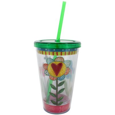 Faith Florals 17 oz. Double Wall Tumbler with Straw #2AC4245