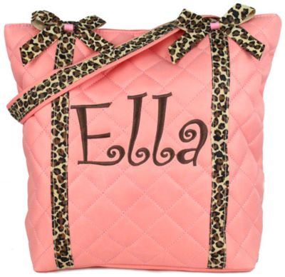 Pink with Leopard Trim Quilted Tote Bag #CBG28254