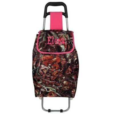 BNB Natural Camo Heavy-Duty Rolling Shopper Tote with Hot Pink #20001N-HPINK