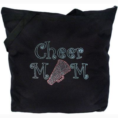 Sparkling "Cheer Mom" Large Zipper Tote #8802 7" x 9.5" Design CD02 *Personalize Your Colors