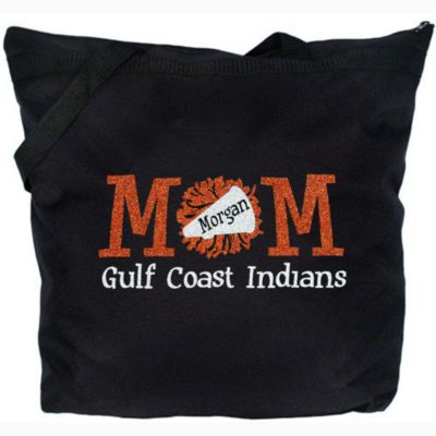 Glittering "Cheer Mom" Large Zipper Tote #8802 9" x 4" Design CD09 *Personalize Your Colors
