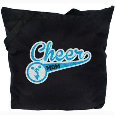 Glittering "Classic Cheer Mom" Large Zipper Tote #8802 8.75" x 6" Design CD10 *Personalize Your Colors