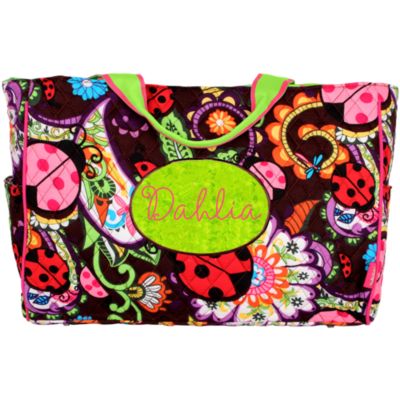 Quilted Ladybug Garden Diaper Bag with Lime Trim #LAB2424-LIME