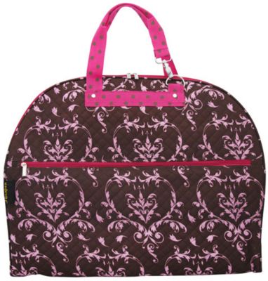 Brown and Pink Damask Quilted Garment Bag #NDM538#BrP3