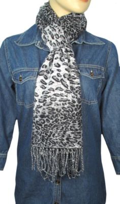 White Leopard Scarf #S022