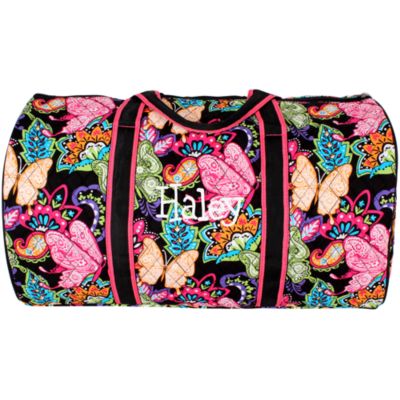 21" Butterfly in Town Quilted Duffle Bag with Black Trim #BUF2626-BLACK
