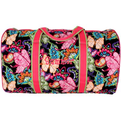21" Butterfly in Town Quilted Duffle Bag with Hot Pink Trim #BUF2626-HPINK