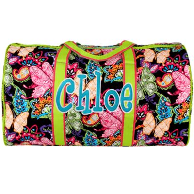 21" Butterfly in Town™ Quilted Duffle Bag with Lime Trim #BUF2626-LIME