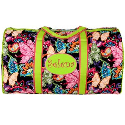 21" Butterfly in Town™ Quilted Duffle Bag with Lime Trim #BUF2626-LIME