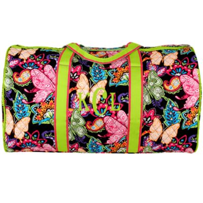 21" Butterfly in Town Quilted Duffle Bag with Lime Trim #BUF2626-LIME
