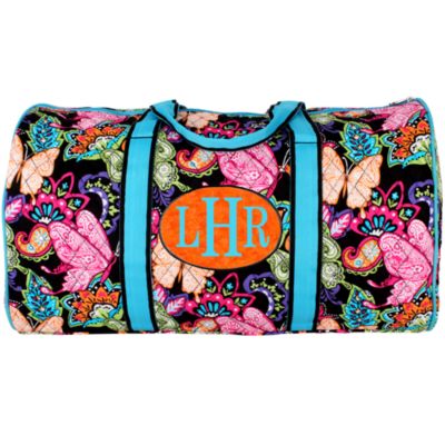 21" Butterfly in Town™ Quilted Duffle Bag with Turquoise Trim #BUF2626-TURQ