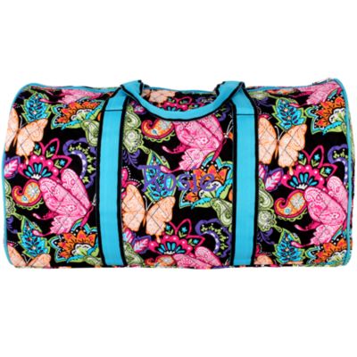 21" Butterfly in Town Quilted Duffle Bag with Turquoise Trim #BUF2626-TURQ