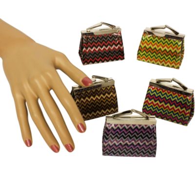 One Chevron Mini Kiss-Lock Coin Purse #CF50BD-SHIPS ASSORTED
