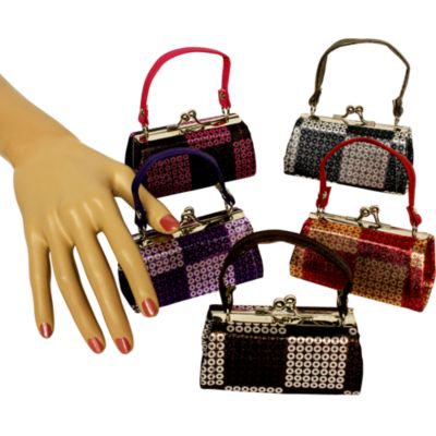 One Sequin Squares Kiss-Lock Coin Purse #CF70SV-SHIPS ASSORTED