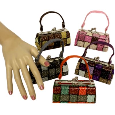 One Woven Patchwork Squares Kiss-Lock Coin Purse #CF70SZ-SHIPS ASSORTED