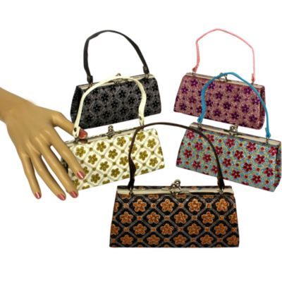 One Glitter Flowers & Diamonds Kiss-Lock Clutch Coin Purse #CF80AV-SHIPS ASSORTED