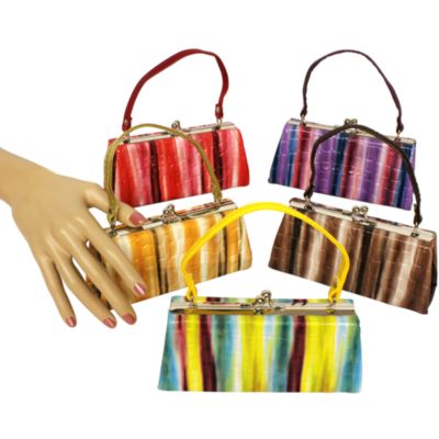 One Striped Croco Kiss-Lock Clutch Coin Purse #CF80IA-SHIPS ASSORTED