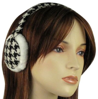 Houndstooth Ear Muffs #EM003-5-BK/WH