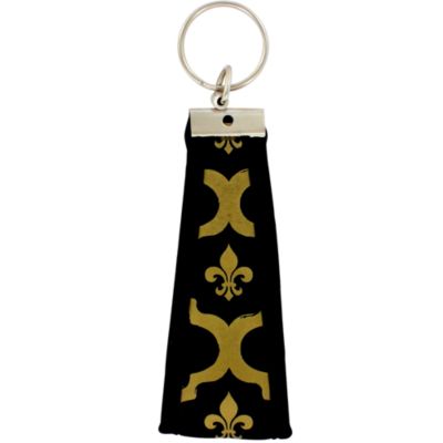 Black and Gold Fleur de Lis Wristlet Key Fob #FOB-FDL