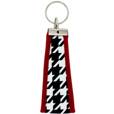 Houndstooth with Crimson Trim Wristlet Key Fob #FOB-HT