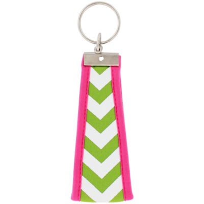 Lime and White Chevron with Pink Trim Wristlet Key Fob #FOB-LIMEZZ