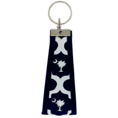 Navy and White Palmetto Wristlet Key Fob #FOB-PALM