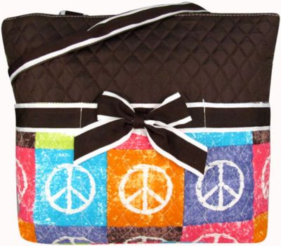 SALE! Peace Out Quilted Diaper Bag #WPQ2121-BROWN