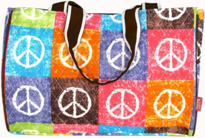 SALE! Quilted Peace Out Diaper Bag with Brown Trim #WPQ2424-BROWN