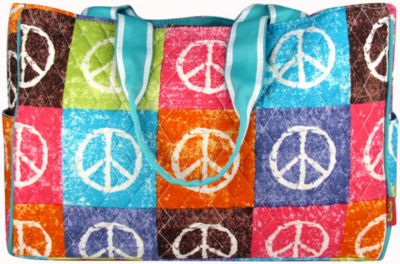 SALE! Quilted Peace Out Diaper Bag with Turquoise Trim #WPQ2424-TURQ
