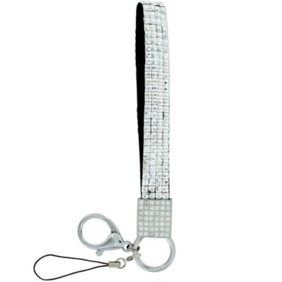 Metallic Silver Sparkling Crystal Wristlet Keychain #KC152X007G9