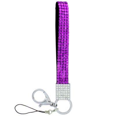 Bright Purple Sparkling Crystal Wristlet Keychain #KC152X007J1