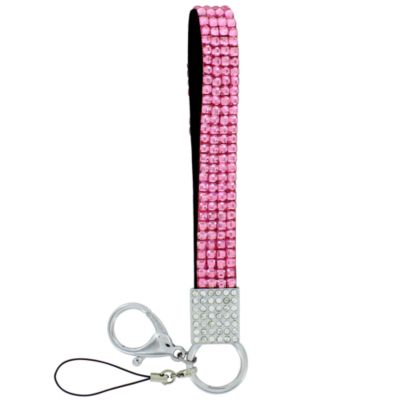 Bubble Gum Pink Sparkling Crystal Wristlet Keychain #KC152X007P1