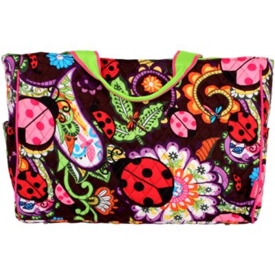 Quilted Ladybug Garden Diaper Bag with Lime Trim #LAB2424-LIME