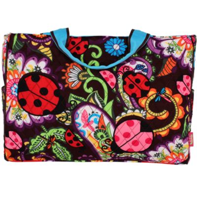 Quilted Ladybug Garden Diaper Bag with Turquoise Trim #LAB2424-TURQ