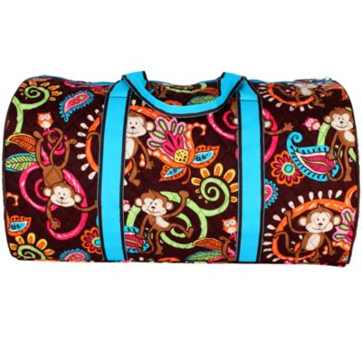 21" Quilted Monkey Island Duffle Bag with Turquoise Trim #MON2626-TURQ